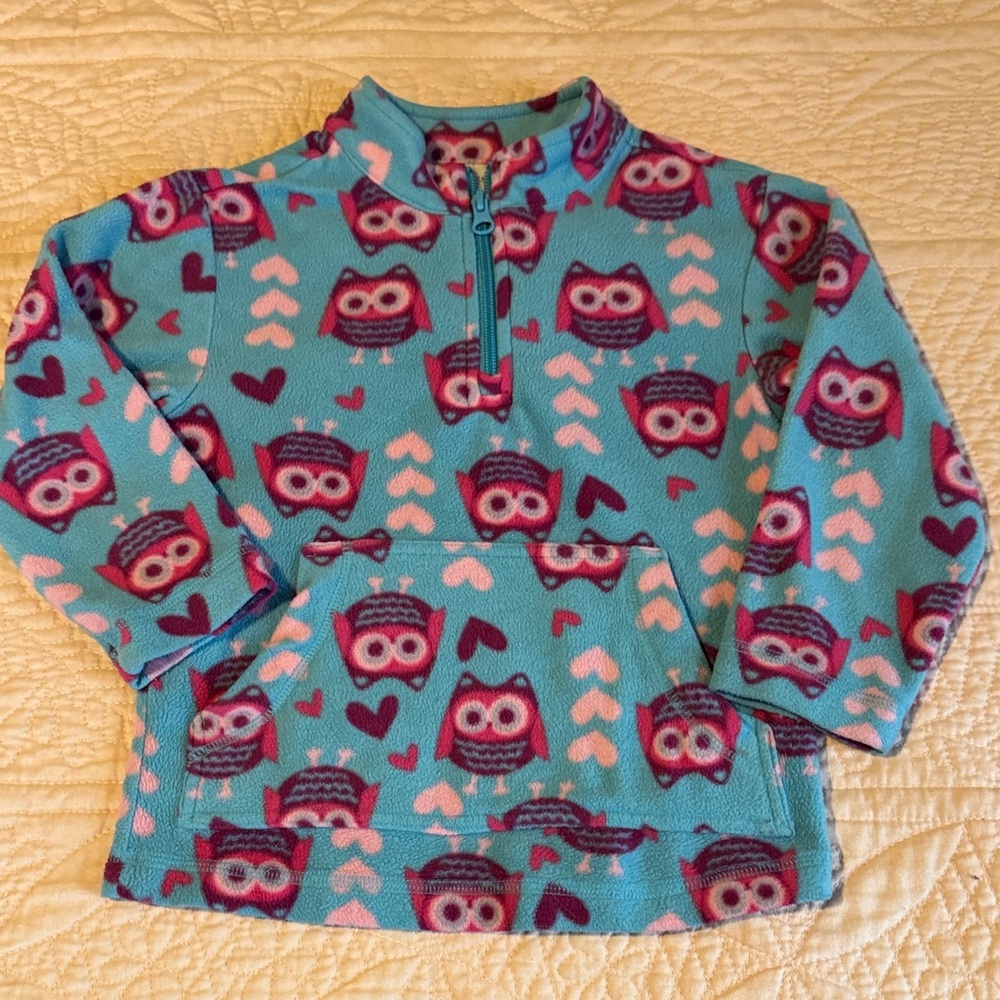Hanna Andersson Owl and Heart Fleece Pullover